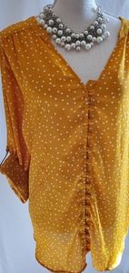 Torrid Yellow & White polka dot Blouse